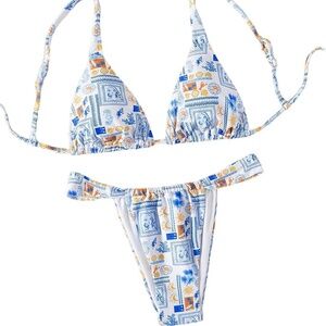 Women's Boho Triangle Thong Cheeky Two Piece Bikini Swimsuit Size XL